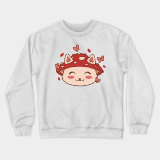 Cute Mushroom Cat Crewneck Sweatshirt